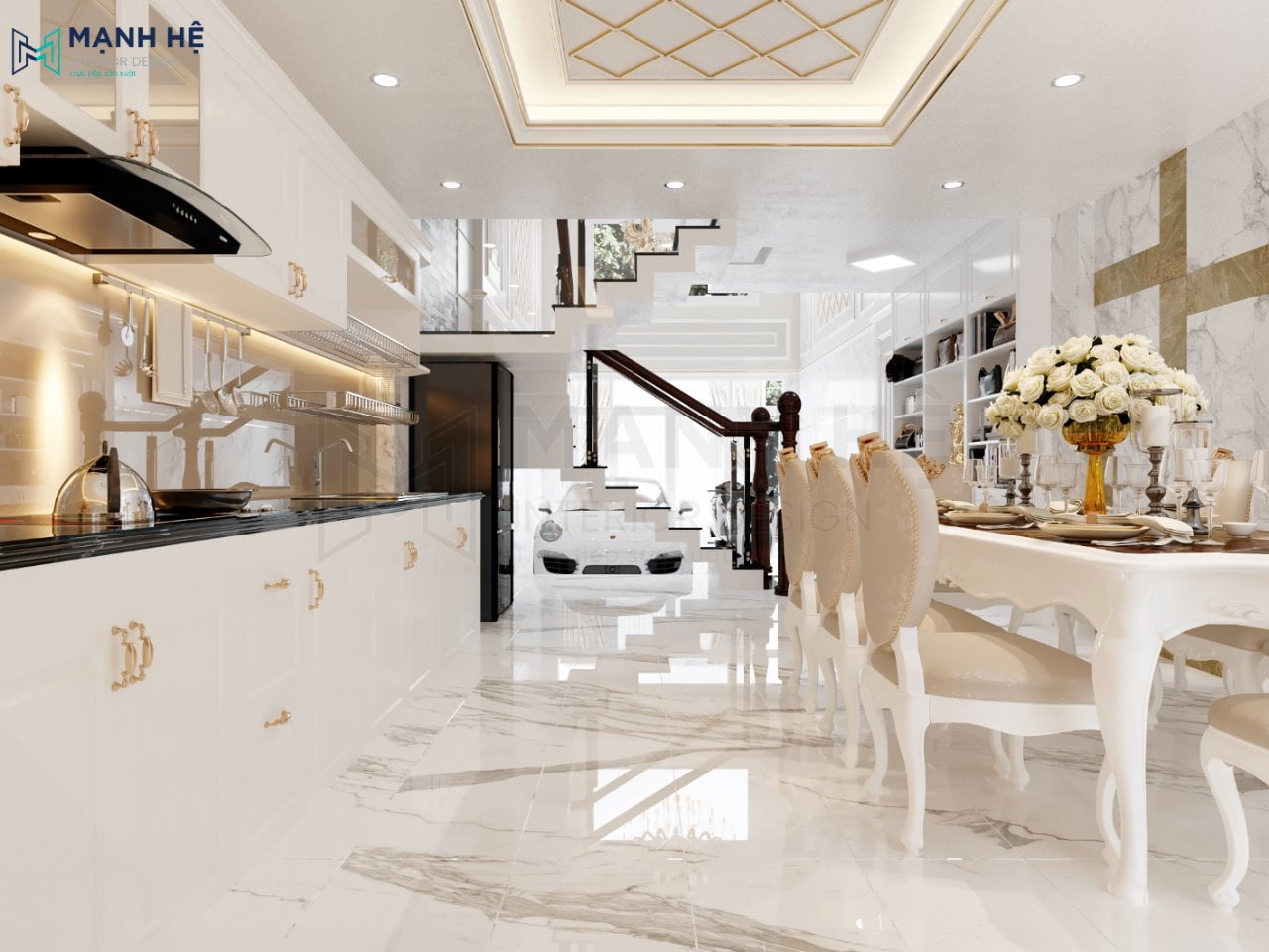 Trần thạch cao đi đèn led vàng ấm cúng