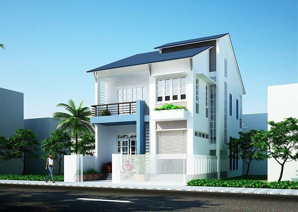 Sơn nhà ngoại thất màu trắng xanh