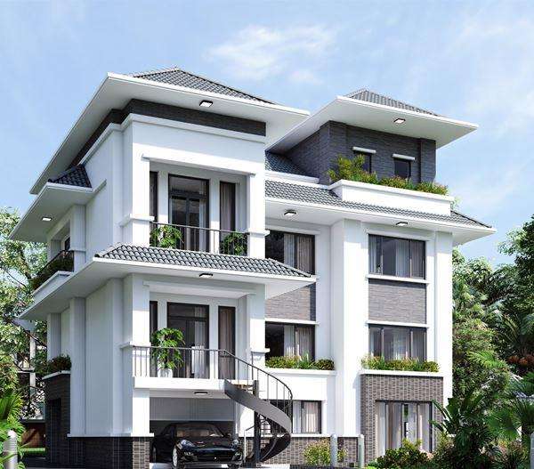 Sơn màu trắng kem cho nhà biệt thự