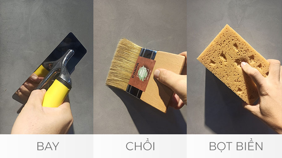 bộ dụng cụ chuyên dùng thi công sơn giả bê tông