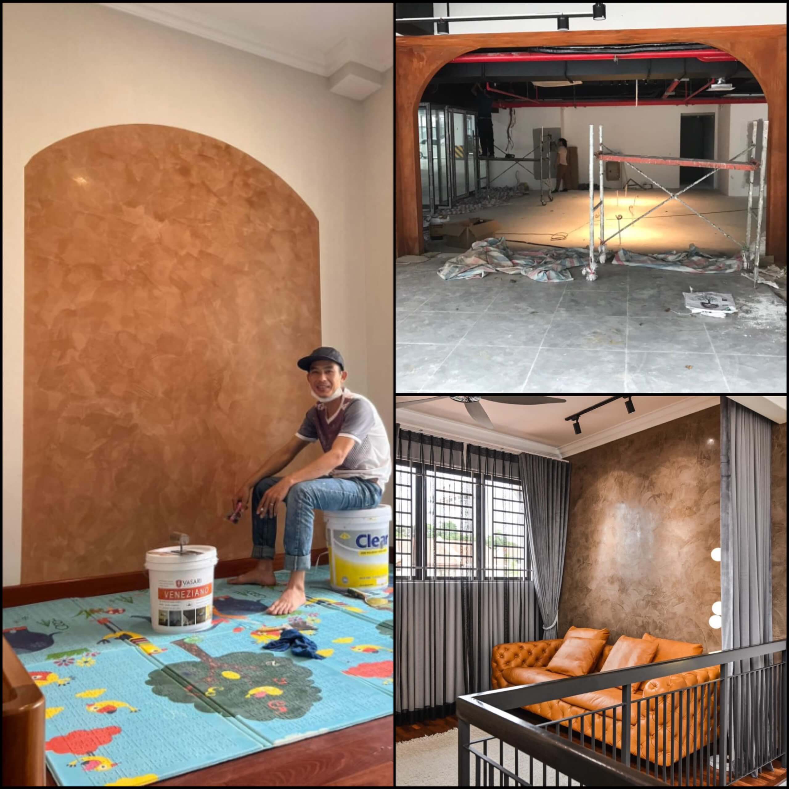 Sơn tường hiệu ứng bê tông, sơn hiệu ứng đẹp TPHCM -