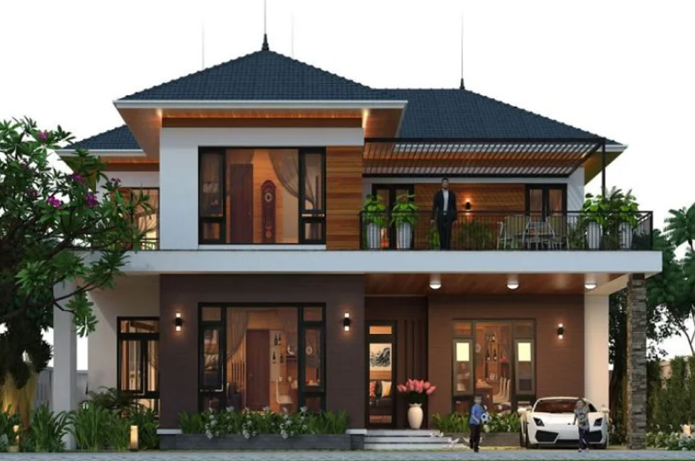 Màu sơn nhà hai tầng đẹp