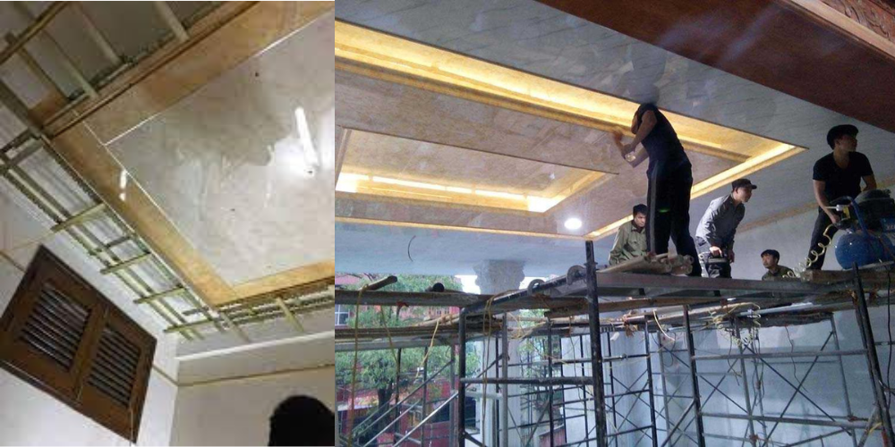 hướng dẫn các bước ốp trần nhựa giả đá theo xu hướng hiện đại