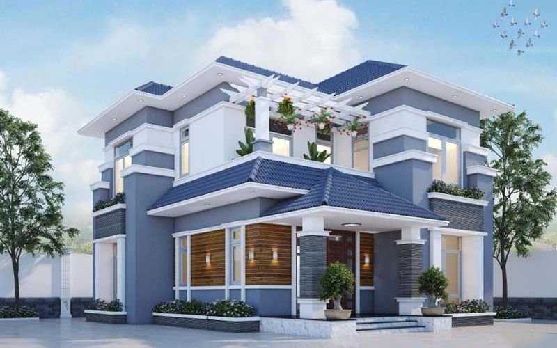 Sơn nhà màu ghi xanh