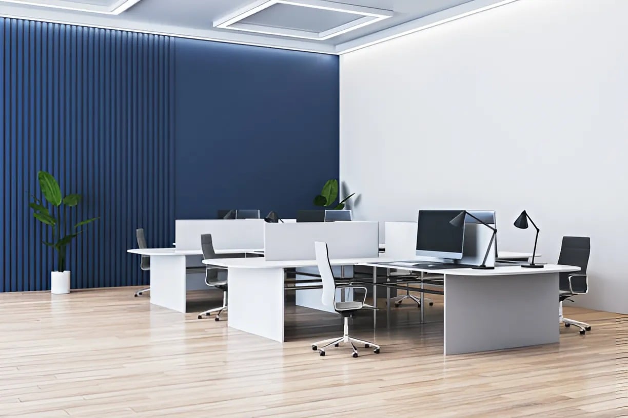 Sơn hai màu cho tường phòng làm việc