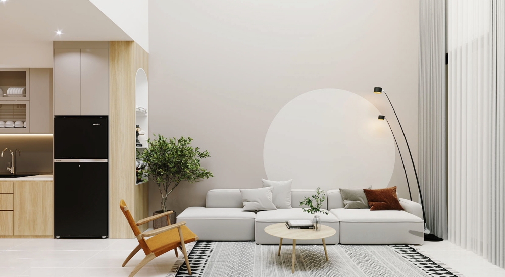 Phối hai màu sơn tường phòng khách